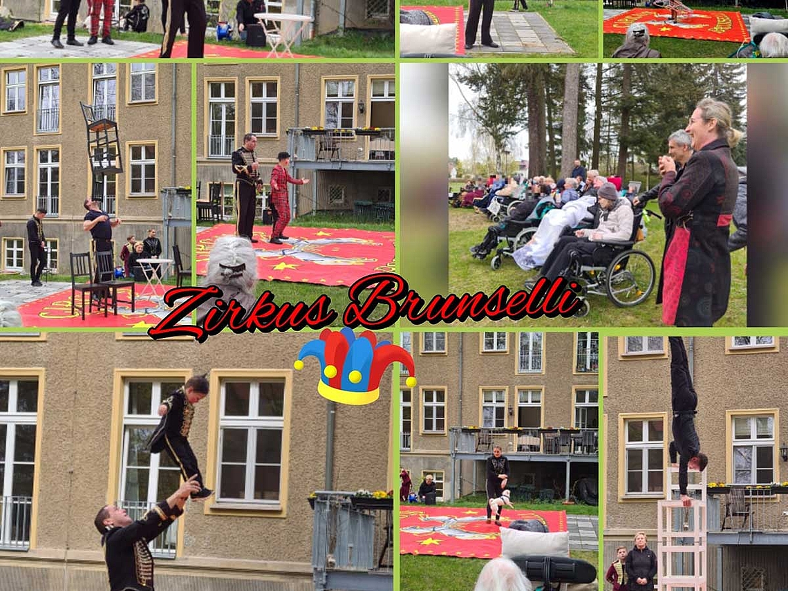 Artische und akrobatische Aufführungen des Zirkus Brunelli