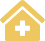 Stilisiertes Haus mit Pflegesymbol
